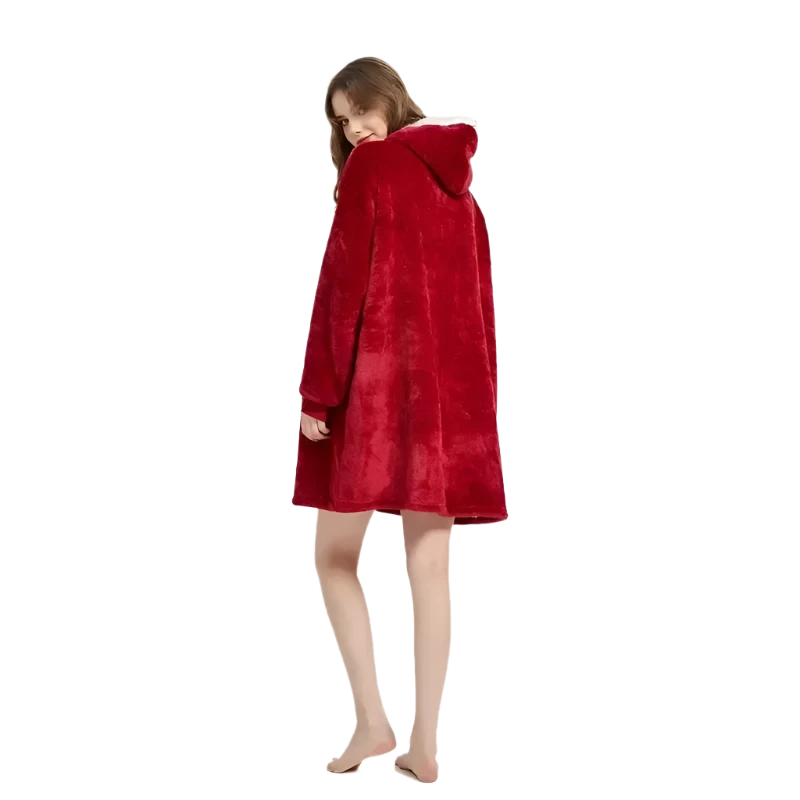 Oversized Fleece Hoodie Blanket – Ultra-Soft Winter Pullover with Long Flannel Sleeves