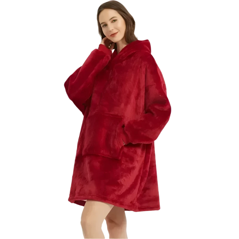 Oversized Fleece Hoodie Blanket – Ultra-Soft Winter Pullover with Long Flannel Sleeves