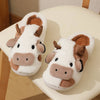 Cartoon Cow Plush Slippers – Non-Slip & Cozy