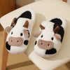 Cartoon Cow Plush Slippers – Non-Slip & Cozy