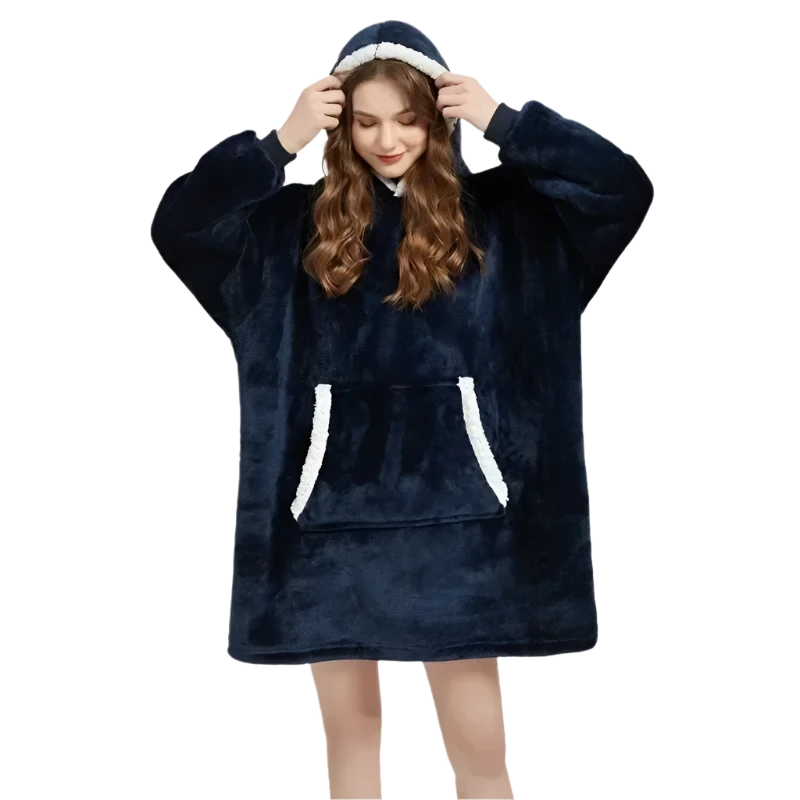 Oversized Fleece Hoodie Blanket – Ultra-Soft Winter Pullover with Long Flannel Sleeves