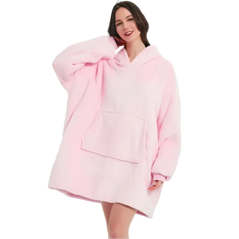 Oversized Fleece Hoodie Blanket – Ultra-Soft Winter Pullover with Long Flannel Sleeves