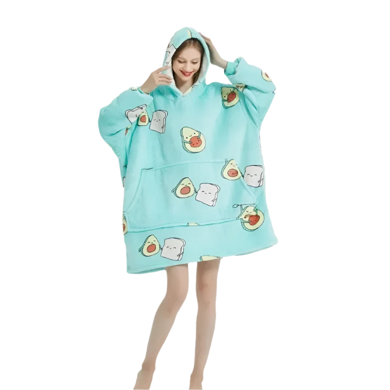 Oversized Fleece Hoodie Blanket – Ultra-Soft Winter Pullover with Long Flannel Sleeves