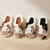 Cartoon Cow Plush Slippers – Non-Slip & Cozy